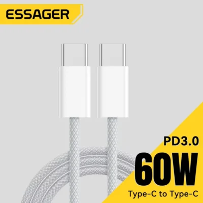 Essager 60W USB C Cable For iPhone 16 15 Plus Pro Max Xiaomi Type C Cable For Macbook Pro iPad PD Fast Charger Cord Type-C Cable