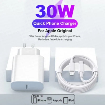 Original 30W Type C Quick Charger For iPhone 16 15 14 13 12 11 Pro Max Mini X XS XR Plus Magsafes Fast Charging Lightnings Cable